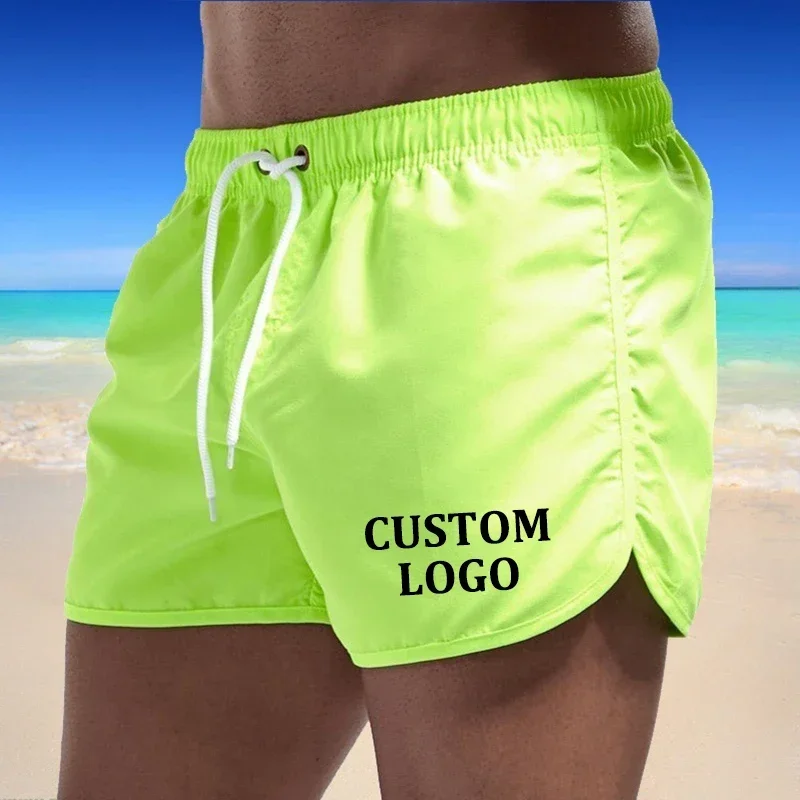 2024 New Custom Your Logo Print Shorts Summer Beach Trunks Swiming Shorts for Men Swimsuit Surf Boxer Beach Short Pants New