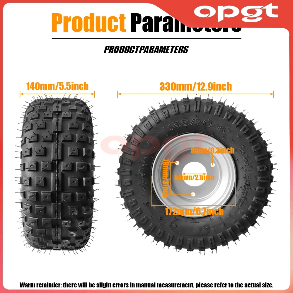 OPGT Good Quality 145/70-6 ATV Tire for small bull 6inch wheel tyre 50cc 70cc 110cc use