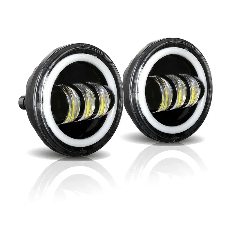 2Pcs/Pair LED Passing Light 4.5 inch Motorcycle Headlights Fog Lamp Fog Spot Angle Eyes For Harley/Davison/Electra/Glide/Touring