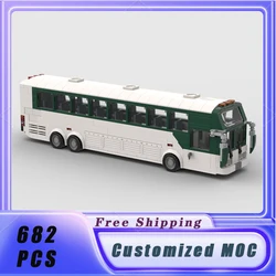 City Transportation Series MOC Creative Classic Long Distance Bus Brick DIY Assemble Model Children's Block Toy Gift