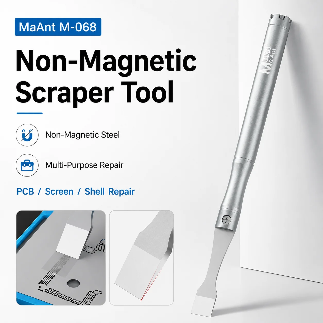 MaAnt M-068 Non-Magnetic Scraper Tool for Phone PCB Motherboard Repair Solder Paste Mixing BGA Reballing Disassembly Knife Tools