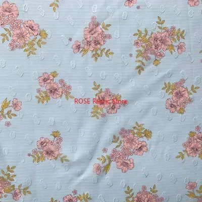 블라우스, 레이스 탑, 봄 드레스, 비치 드레스용 화려한 꽃 패턴 스트라이프 자카드 쉬폰 원단