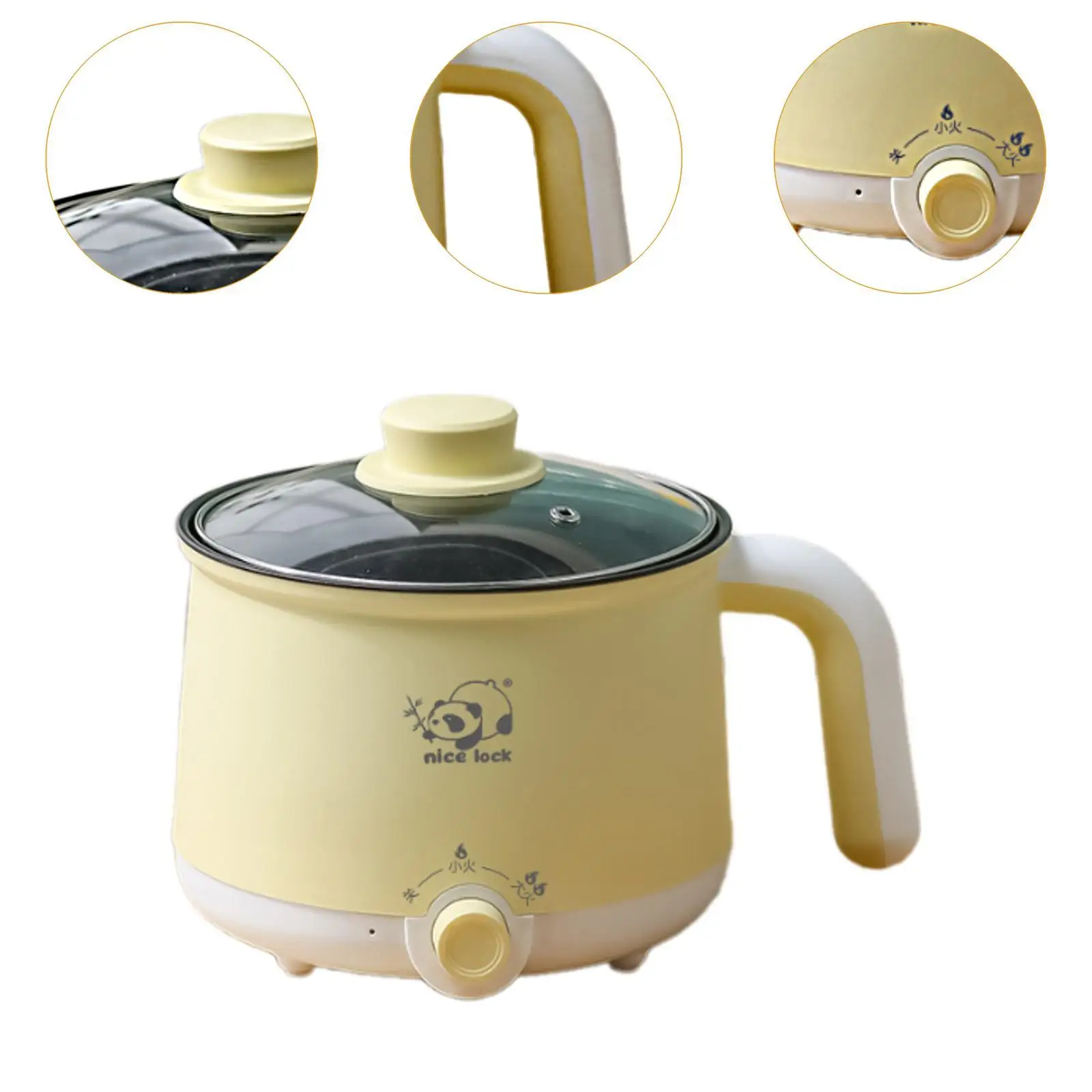 Электрическая горячая кастрюля с антипригарным покрытием, защита от сухости с ручкой, портативная многофункциональная мини-дорожная плита для яиц, супа, каши, жарки