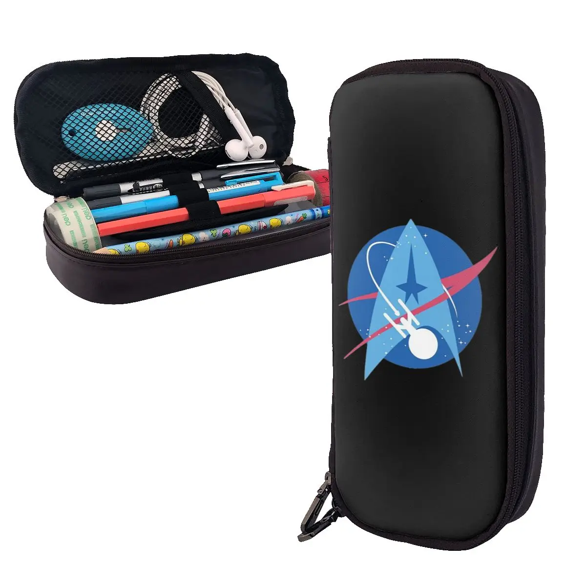 

Star Treks Science Fiction TV Series Leather Pencil Case Pencil Pouch Storage Stationery Supplies Pen Box Pencil Bag for Studen