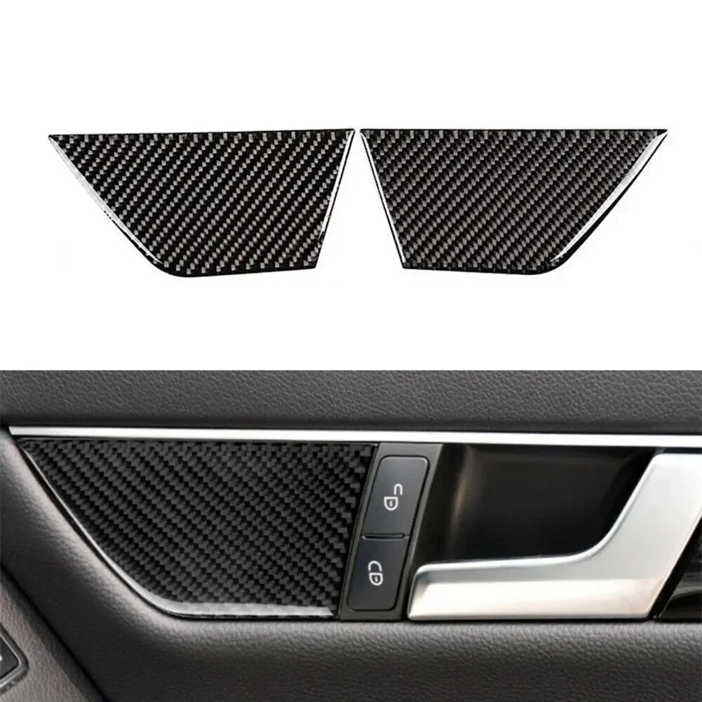 2Pcs 3k Carbon Fiber Car Door Panel Sticker Trim Decal Auto Interior Decoration For Mercedes For Benz C Class W204 2007-2013