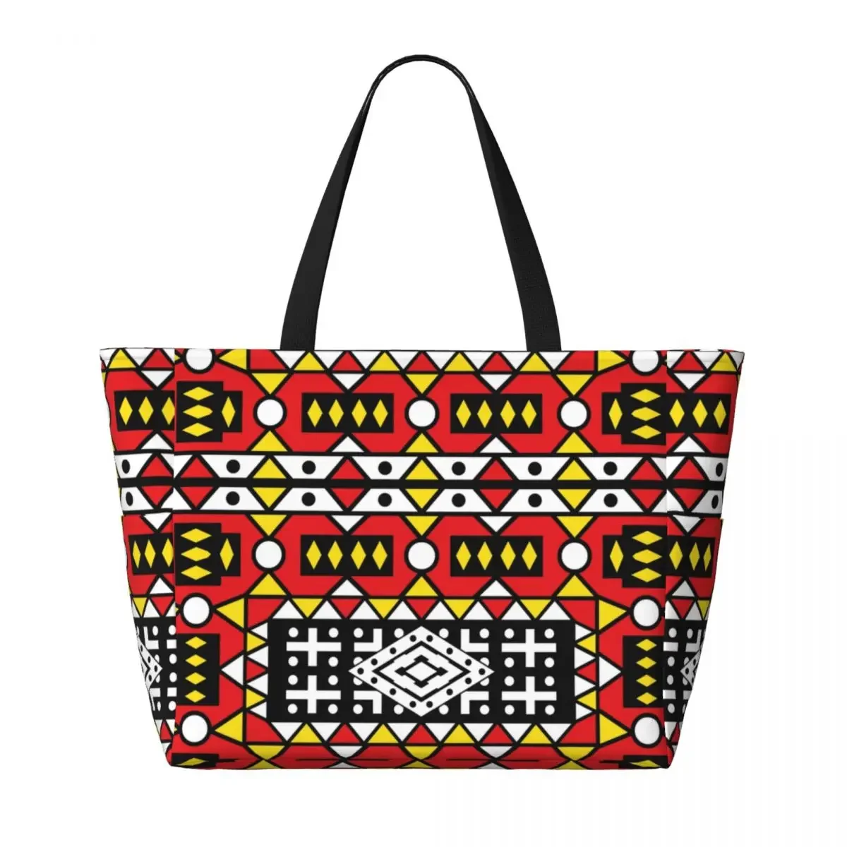 Custom Kizomba Samakaka Ankara Print Grocery Shopping Tote Bags Women Large Capacity African Wax Design Gym Beach Travel Bags