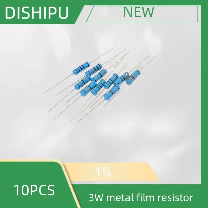 

10PCS 3W Metal film resistor 5.1R 51R 510R 5.1K 51K 510K precision 1% five-color ring
