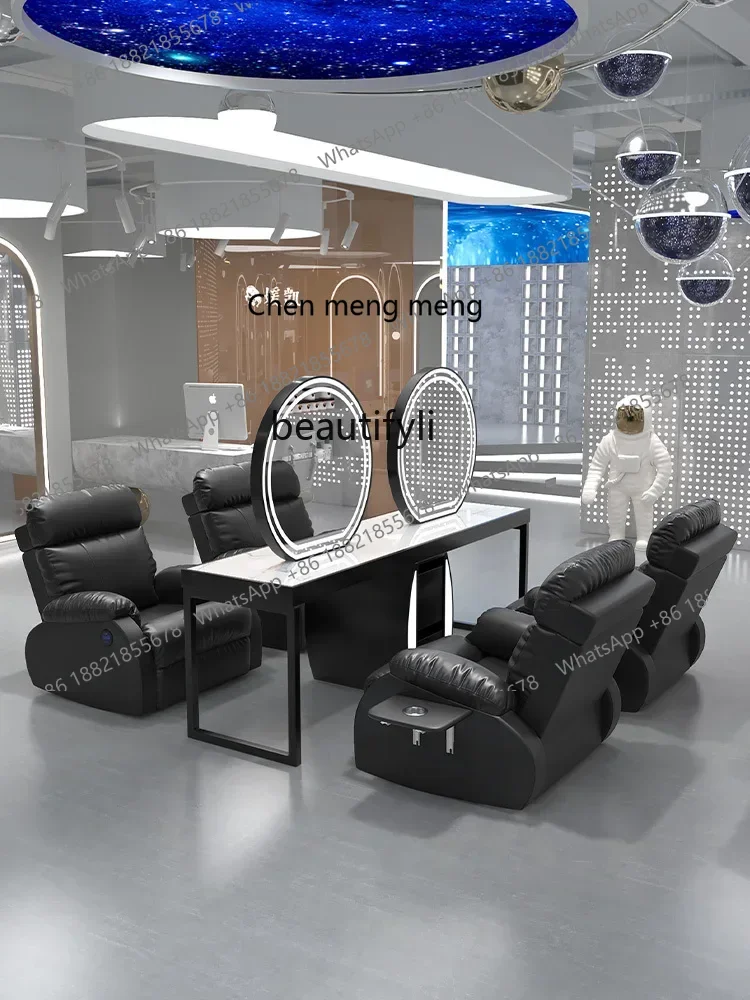 كرسي أريكة xz1Light الفاخر لصالون الشعر مخصص متعدد الوظائف كرسي وشم كهربائي للأظافر