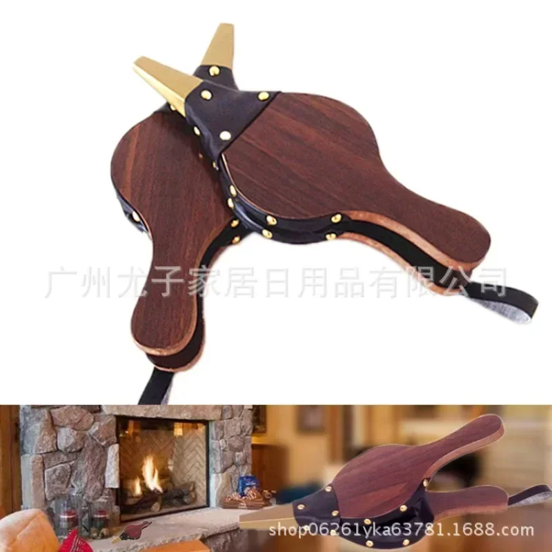 2026 Mini Vintage Wooden Manual Air Blower Fan Handmade Fire Bellows for Fireplaces Barbecue Outdoor Cooking Camping Picnic