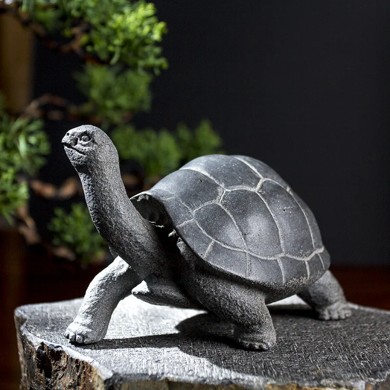 Tortoise Statue Natural Stone Animal Figurine Teaware Set Basalt Tea Pet Table Ornament Home Decor Creative Crafts Gift 3 Style