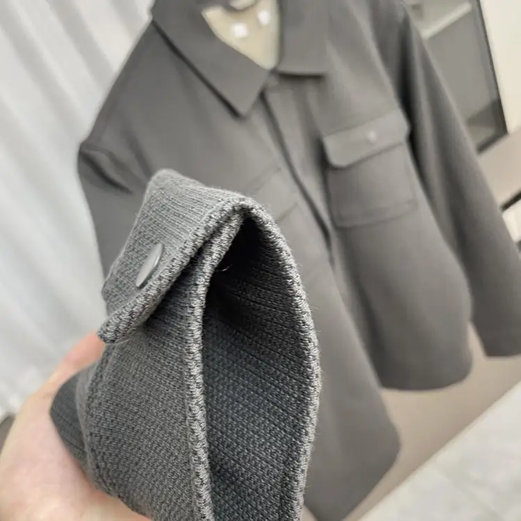 

High-End Cotton Blend Texture Knitted Thiened Lamb Velvet Autumn Winter Men's Casual Fce-Lined Jaet Outerwear