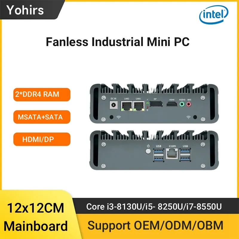 Intel Core i3 8130U i5 8250u Dual Lan RTL8111F 4USB3.0 Bez wentylatora Pfsense Ubuntu Wytrzymały wbudowany mini router PC Obsługa 3G/4G WIFI