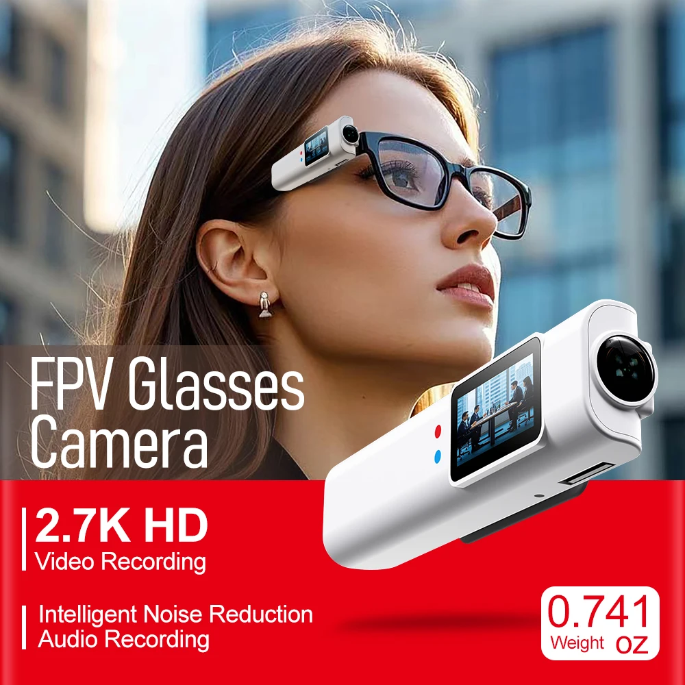

S110 Glasses Camera 2.7K/12MP-110°Wide Angle, WiFi APP Control, 0.96" IPS Screen, Loop Recording, Support WiFi APP control