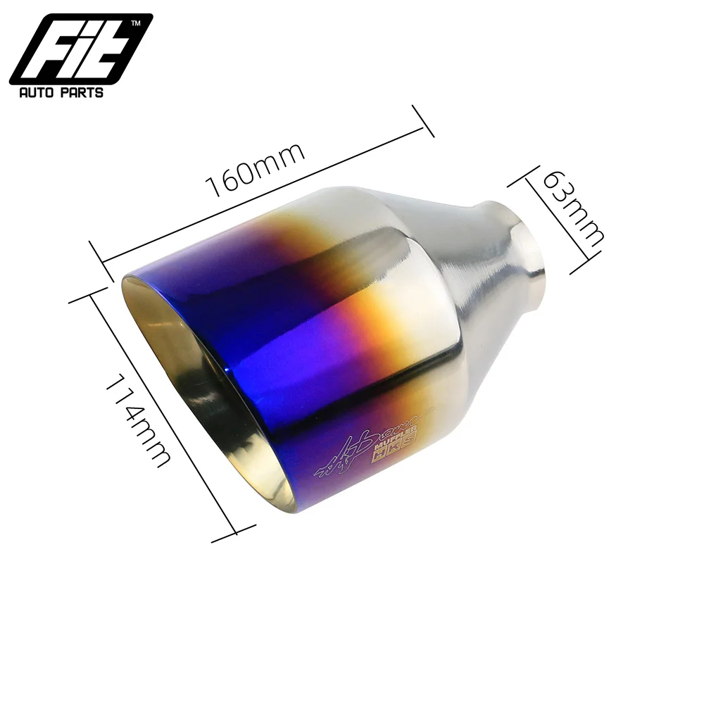 car muffler tail throat 2.5 inch inlet Car modification 114mm outlet exhaust Tip Stainless Steel