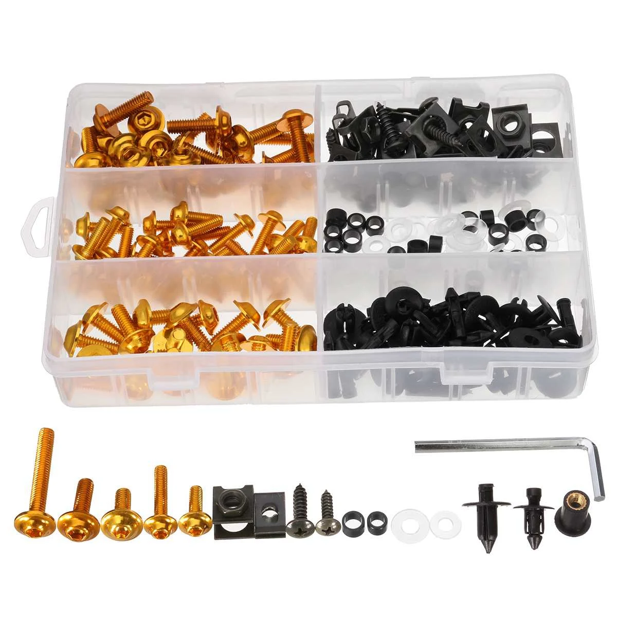 

198Pcs Universal Motorcycle Fairing Bolt Screw Fastener Fixation for Honda Yamaha Kawasaki Suzuki Mounting Kits