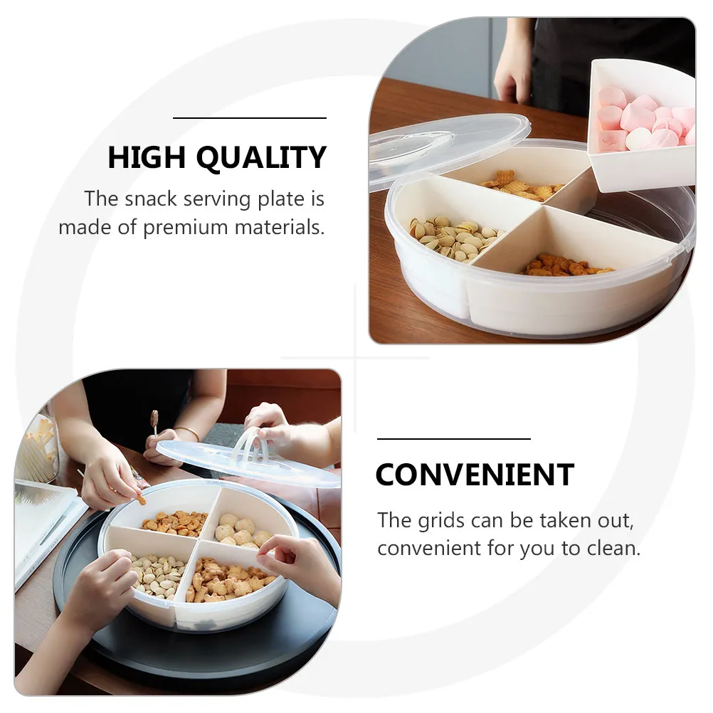 1Pcs Snack Plate Multi-Grid Dried Fruit Tray Plastic Food Storage Plate for Sharing Nuts Chocolate Fruits At Leisure Time