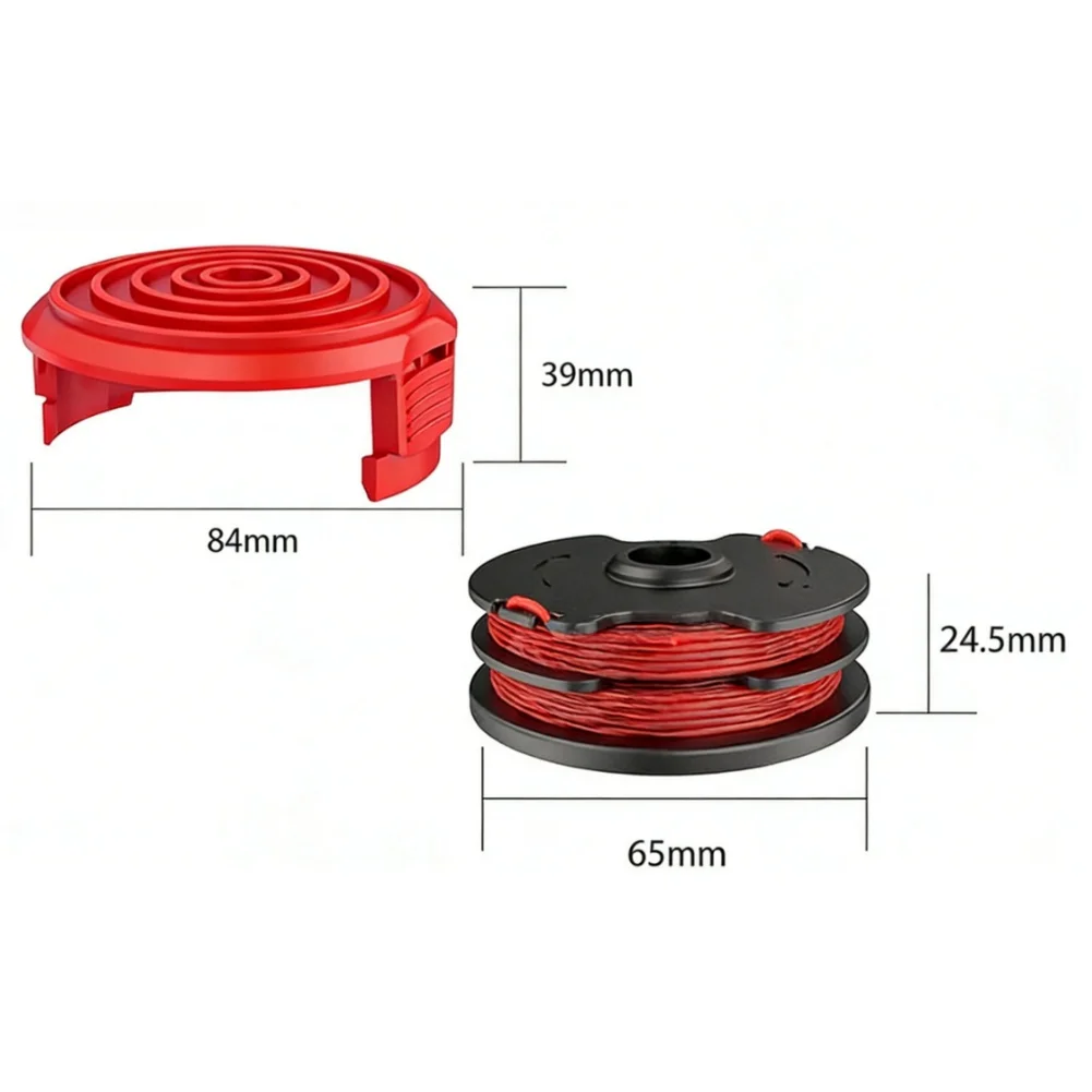 6PCS Spools and 2PCS Covers Replacement for Hyper Tough HT1840100401 String Trimmer High Performance Nylon Line