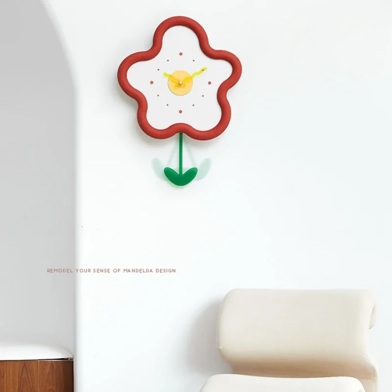 

Flower Shape Nordic Wall Clock – Light Luxury Modern Design, Living Room Decor, Unique Wall Hanging Clock, Home Decor