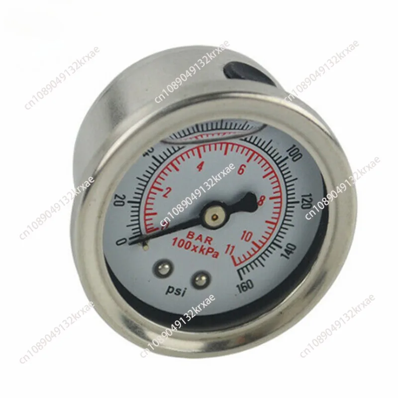 0-100PSI/0-160PSI Universal 1/8 NPT Black/White Surface Fuel Liquid Pressure Oil Gauge