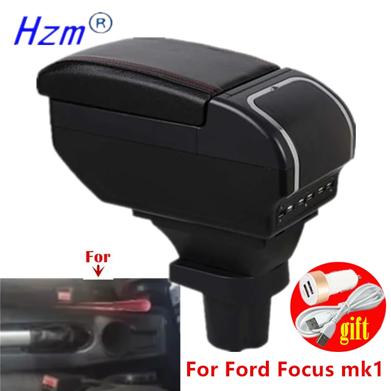 Für Ford Focus MK1 Armlehnenbox für Ford Focus Auto-Armlehnenbox Mittelkonsole Aufbewahrungsbox Innenraum-Spezialzubehör Auto-Nachrüstzubehör