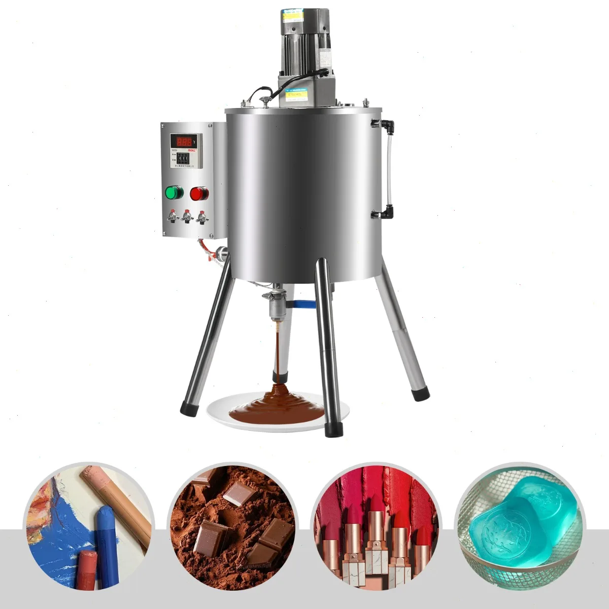 Liquid Filling Machine, 30L Paste Filler, Automatic Lipstick Filling Equipment, 304 Stainless Steel, Commercial Grade, Dual Heating Tube, Pure Copper Motor, Uniform Mixing, High Temperature, Industrial Use view 2