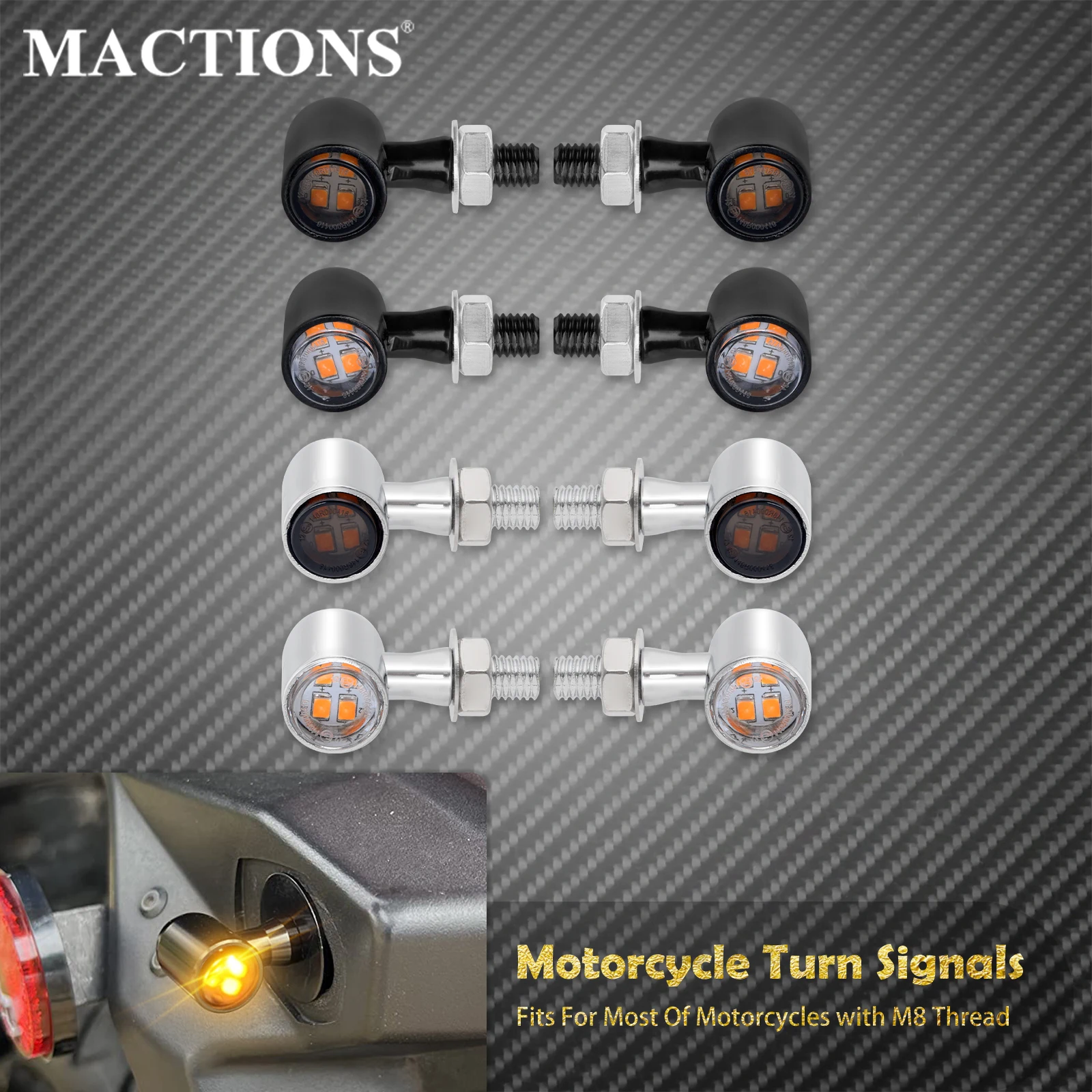 

Motorcycle Front Rear LED Turn Signal Light Universal Mini E Mark Indicator Lamp For BMW For Honda For Harley Softail Touring XL