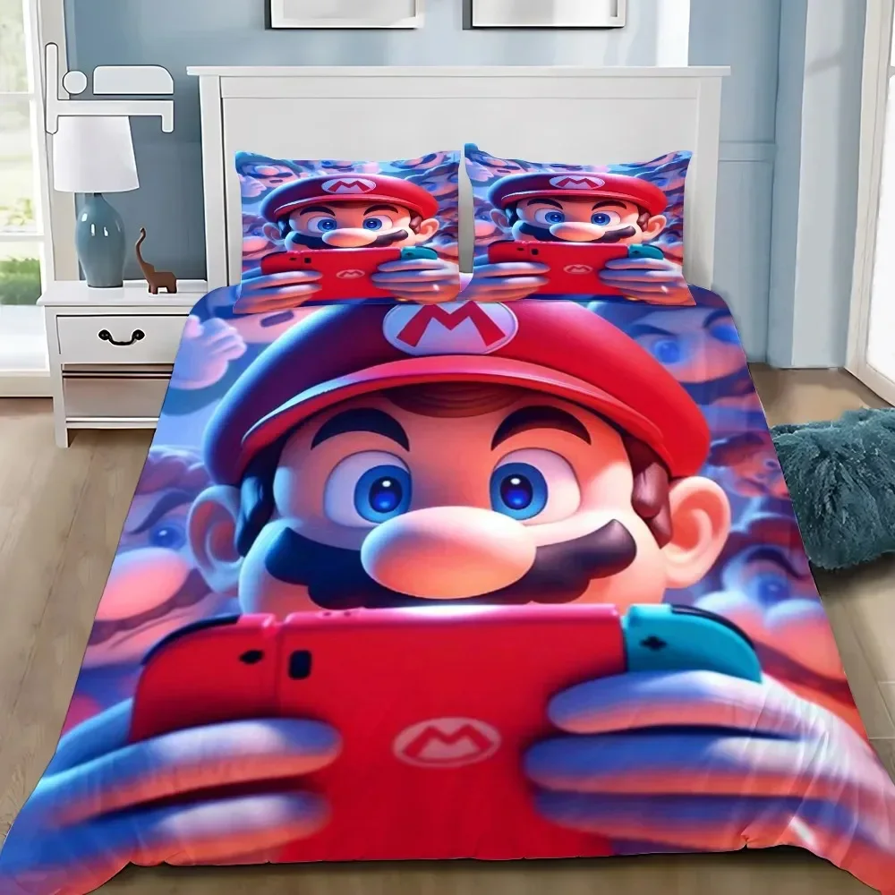 

3D изысканная игра с цифровой печатью, пододеяльник SuperS-Marios Bros, комплект постельного белья, одеяло, кровать, молодежный домашний декор, подарок для мальчиков