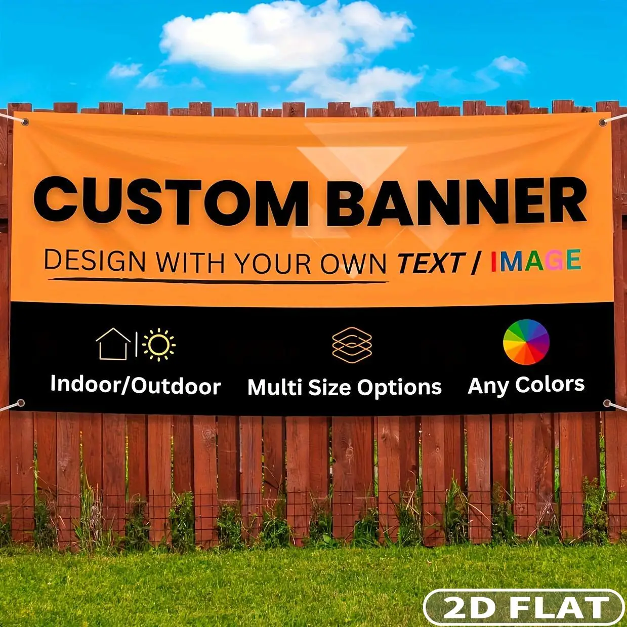 1pc Custom Indoor/Outdoor Polyester 90*180cm/100*200cm/ 120*240cm Banner with 4 Metal Grommets/ Eyelets -Versatile Banner