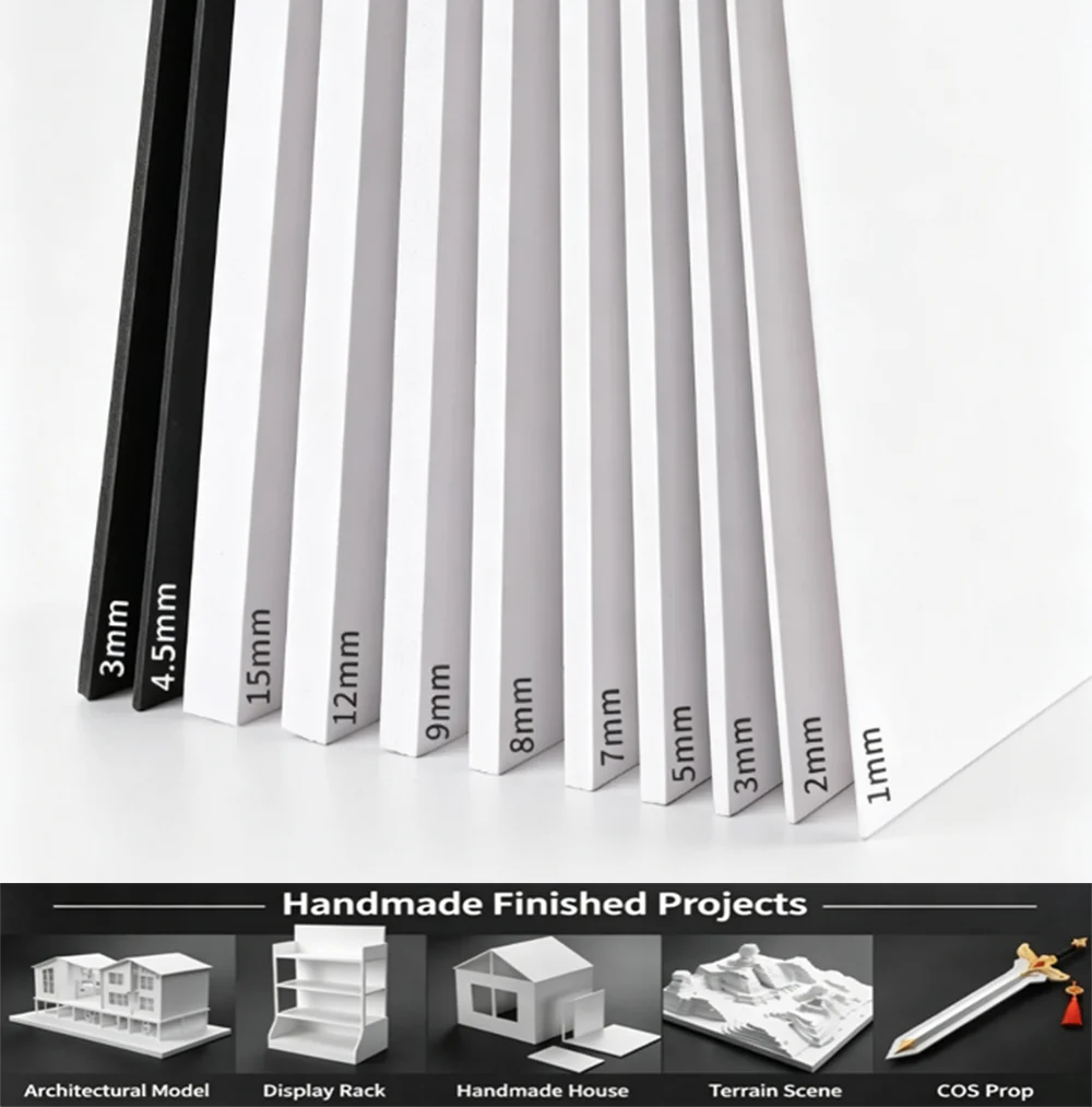1-10Pcs PVC Foam Board White/Black Plastic Model Sheet Material for DIY Model Part Accessories Thickness 1/2/3/4/5/7/8/9 -18mm