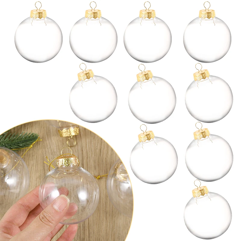

3/6pcs Christmas Ball Transparent Plastic Fillable Bauble Xmas Tree Hanging Pendant Ornament Merry Christmas Decor New Year Noel