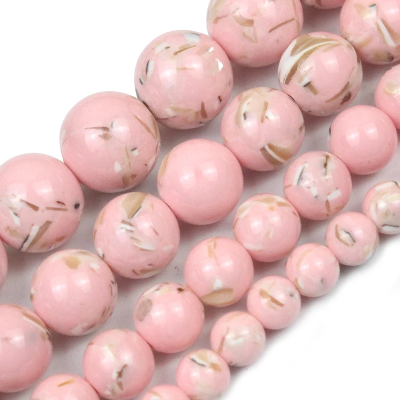 Natural Light Pink Howlite Turquoises Stone Beads For Jewelry Making6/8/10/12mm Round Loose Spacer Beads fit Diy Bracelet Neckla