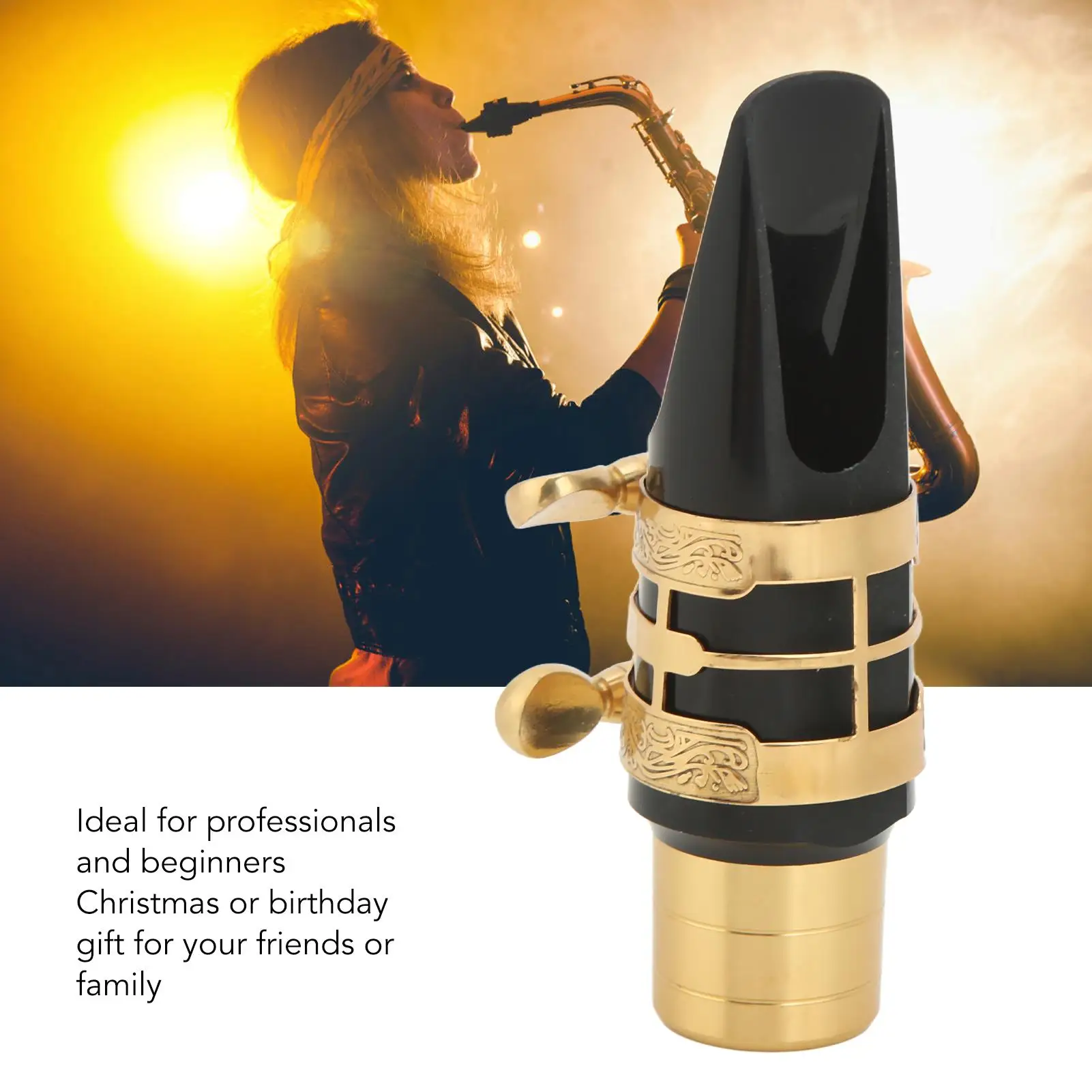 Alto Sax Metal Brass Mouthpiece Kit with Cap Ligature - Woodwind Instrument for Professionals