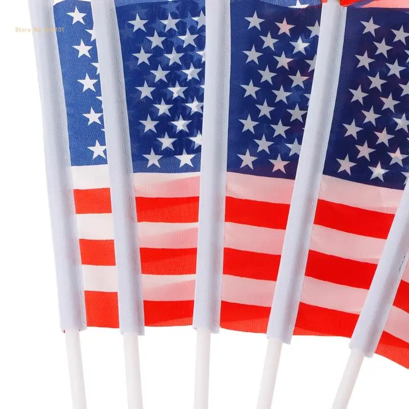 5 Pcs Mini American US USA National Flags Hand Waving Small for Banner Poles Dropship