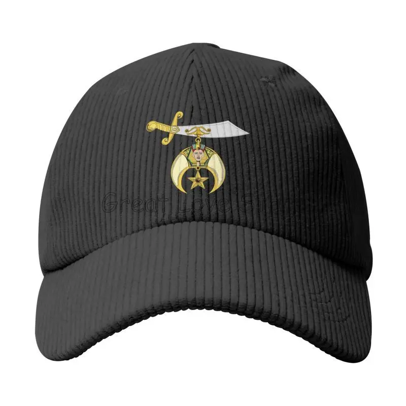 Masonic Shriner Split Corduroy Baseball Cap Unisex Adjustable Snapback Hats Trucker Hat Outdoor Sports Casual Hat All Season