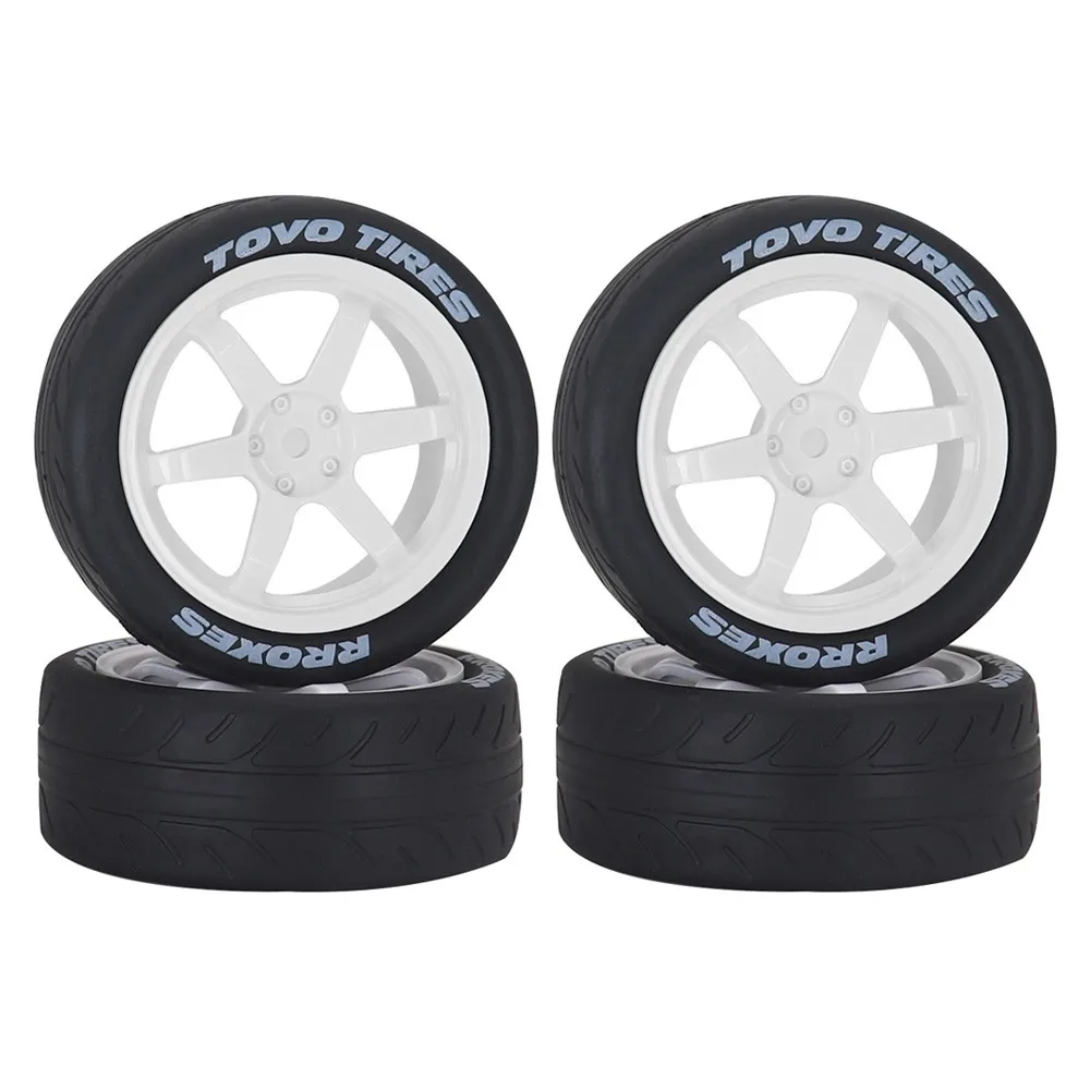 4szt 1/10 Rc Racing Car Tires On Road Touring Drift Car Tire Wheel For Hsp Tamiya Tt01 Tt02 Ta06 Xv-01 Ptg-2 Accessories Parts