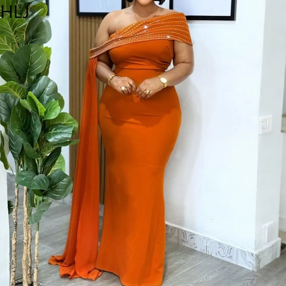 

HLJ Sexy Rhinestone Patchwork Bodycon Long Dresses Women Solid Color Off Showlder Backless Dress Female Streetwear Vestidos New