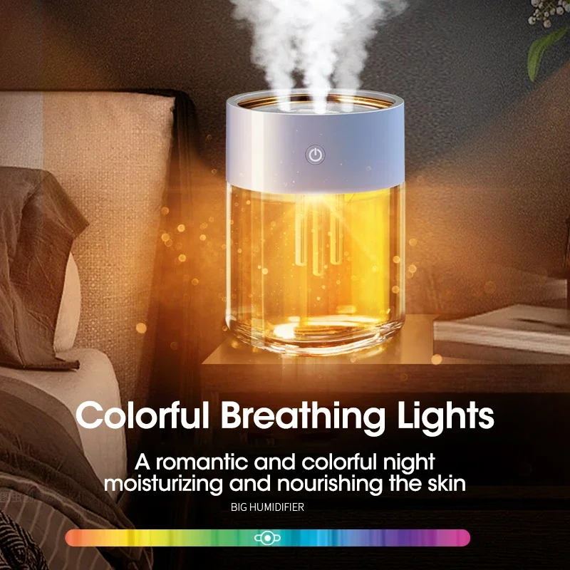 2L Air Humidifier For Home USB Large Capacity 3 Nozzle Heavy Fog Air Purifier With LED Lamp Ultrasonic Essenti OIL Diffus Aroma