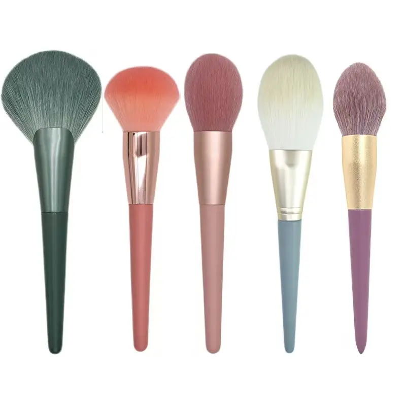 Set di pennelli per trucco per fondotinta in polvere singola morbida portatile personalizzato, tutti i tipi di pennelli, inclusi pennello per fard, correttore, legno