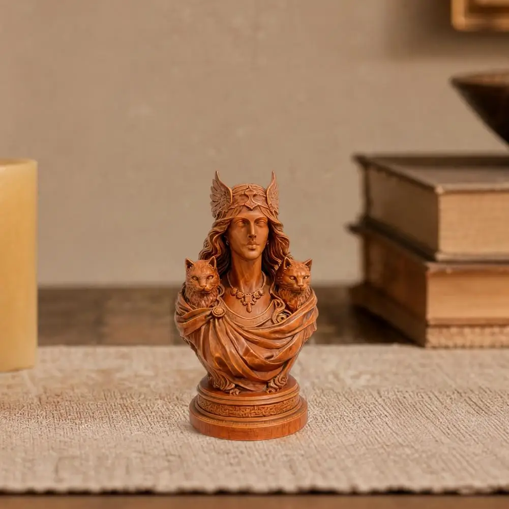 Cat Figurine Decoration 3d Printed Goddess Figurine Nordic Mythology Ornament with Winged Crown Cats Collectible for Office