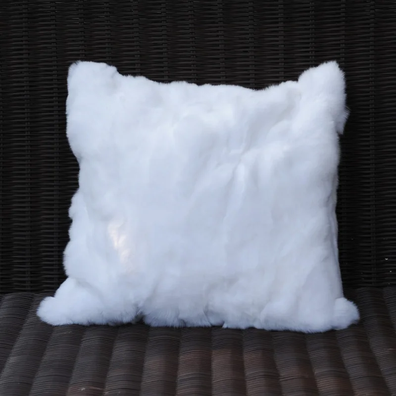 CX-D-27A Decorative Fur Pillows Sofa Fashionable Real Rabbit Fur Cushion Cover