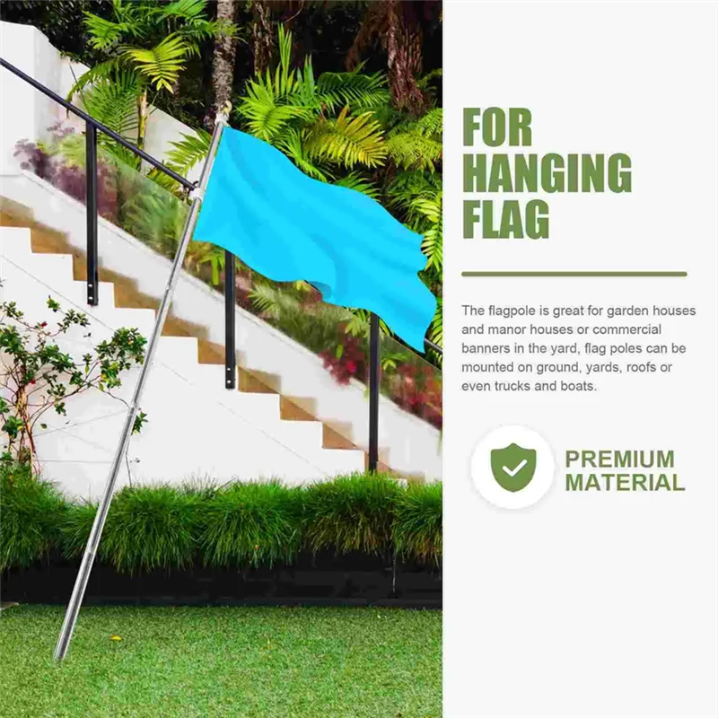 ABRB-Mastro de bandera para exteriores, asta de bandera giratoria sin bobinado, mástil de bandera de Metal, mástil de bandera desmontable para jardín