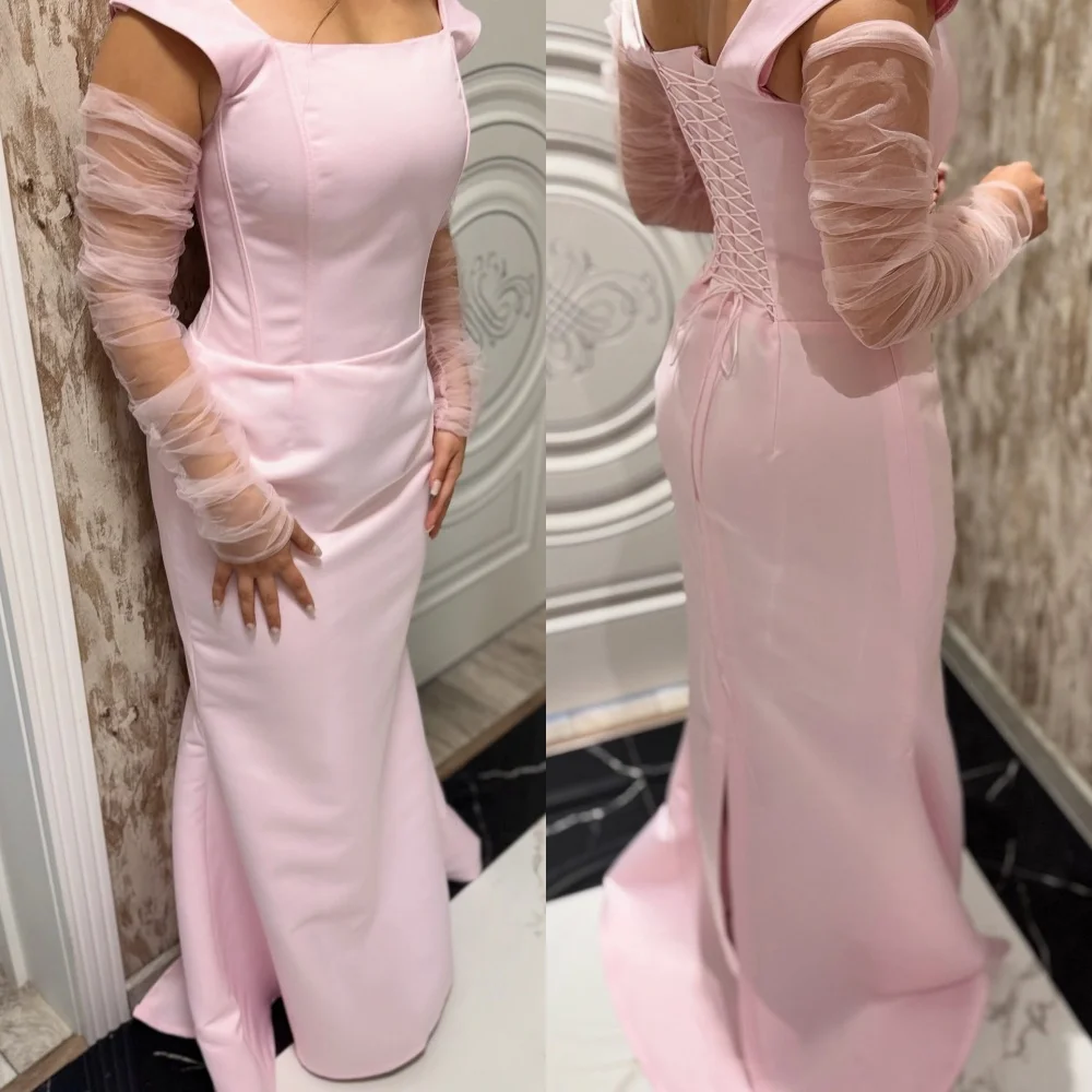 Maßgeschneiderte, passende, sexy Jersey-Falten-Meerjungfrau-Kleider, schulterfrei, lange Kleider, maßgeschneiderte Anlasskleider, Größen erhältlich, klassisch