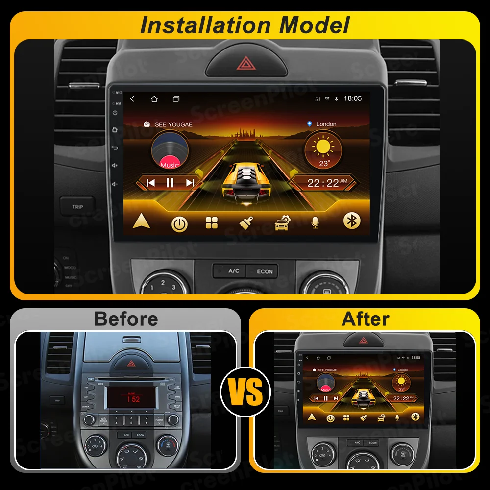 لكيا سول 2007 - 2011 أندرويد 15 راديو السيارة الوسائط المتعددة مشغل فيديو نظام تحديد المواقع والملاحة مرآة ربط اللاسلكية أندرويد السيارات