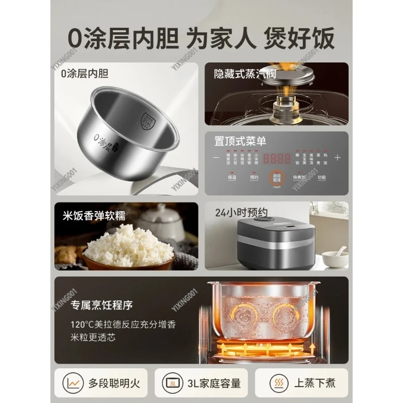 Small Household Stainless Steel Pressure Rice Cooker for 4-6 People Compact Size