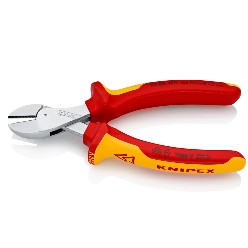 KNIPEX 73 06 160 Diagonal Pliers 6.2-inch VDE-tested Insulated High Lever Transmission Cutter Compact Labor-saving Hand Tool