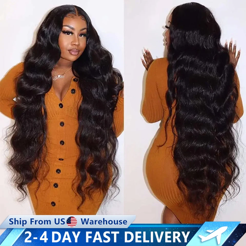 30 32 34 Inch 13x4 Body Wave Lace Front Human Hair Wigs Brazilian Water Wave 13x6 HD Transparent Lace Frontal Wig For Women