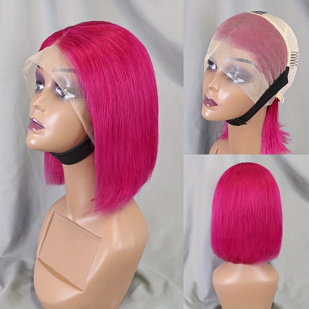 Bone Straight Short Bob Wig Highlighted Transparent Lace Frontal Human Hair Wigs For Women colored Wig