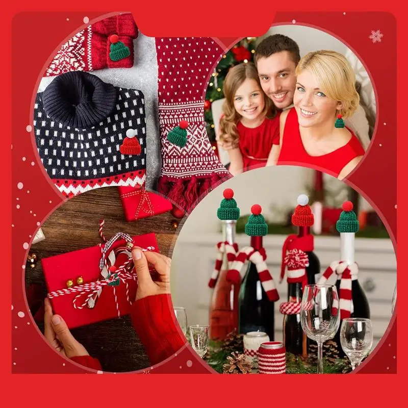 

150 шт. милые кукольные шапки, рождественская вязаная шапка, шерстяная пряжа, мини-цилиндры для поделок, маленькие вязаные аксессуары для волос