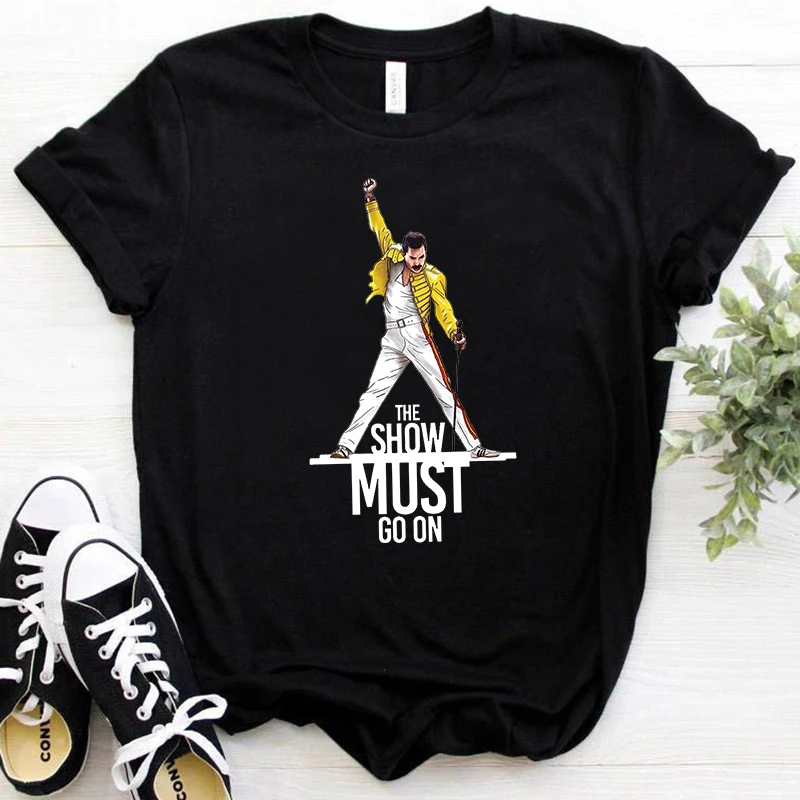 Freddie Mercury Queen Band T Shirt Women Harajuku Summer Casual Streetwear Tshirt Kawaii Ullzang T-shirt Casual Top Tees Female