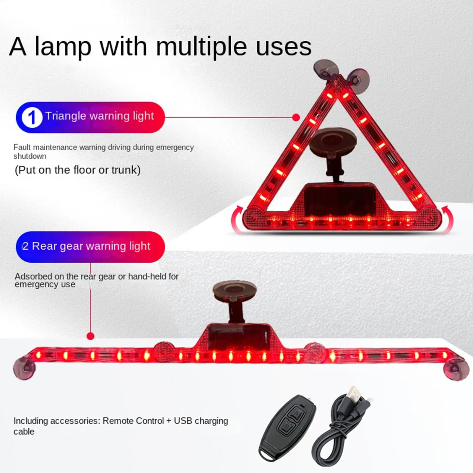 Strobe Lights for Car Triangle Warning Lamp with Rotating Joints Warning Light for Truck SUV Trailer Outdoor Highway Night